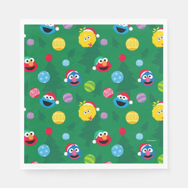 Sesame Street Christmas Tree Pattern Napkin (Front)