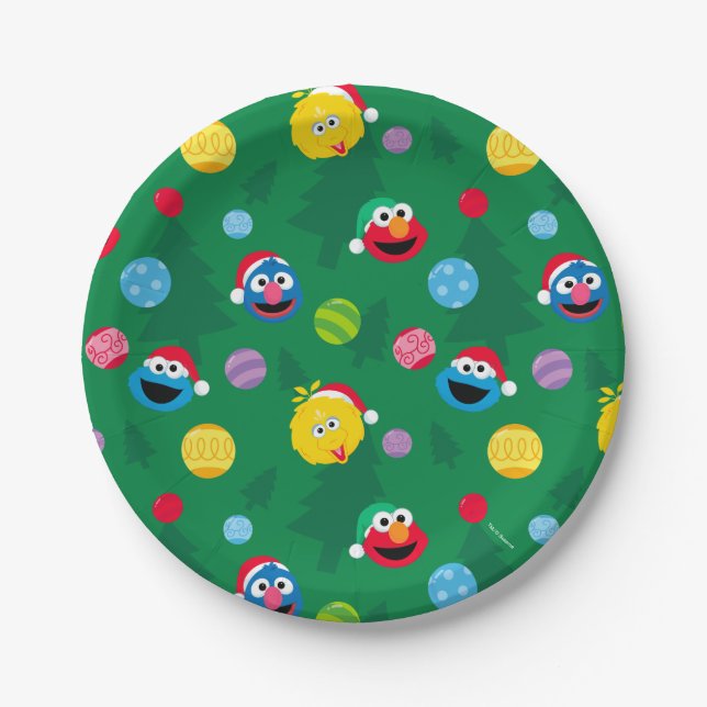 Sesame Street Christmas Tree Pattern Paper Plate (Front)