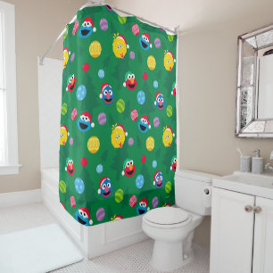 Sesame Street Christmas Tree Pattern Shower Curtain