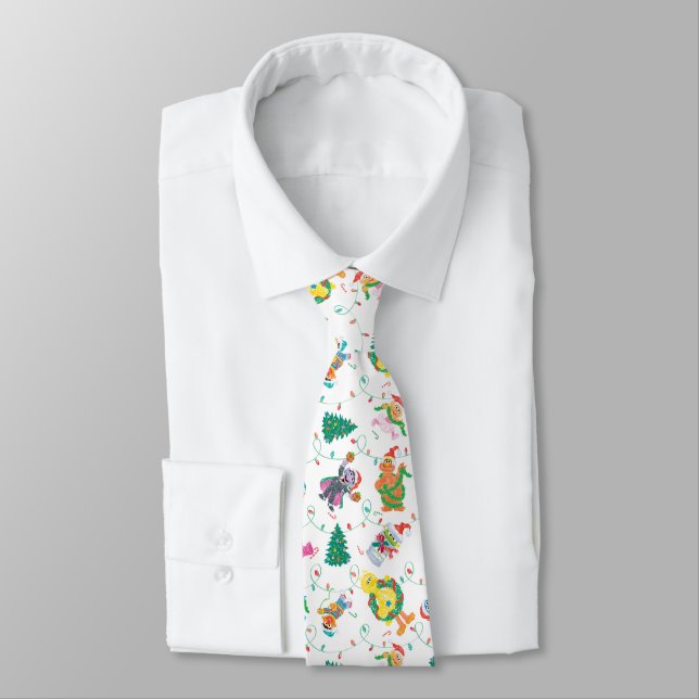 Sesame Street Christmas Tree Pattern Tie (Tied)