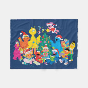 Sesame Street   Christmas with the Whole Gang Fleece Blanket
