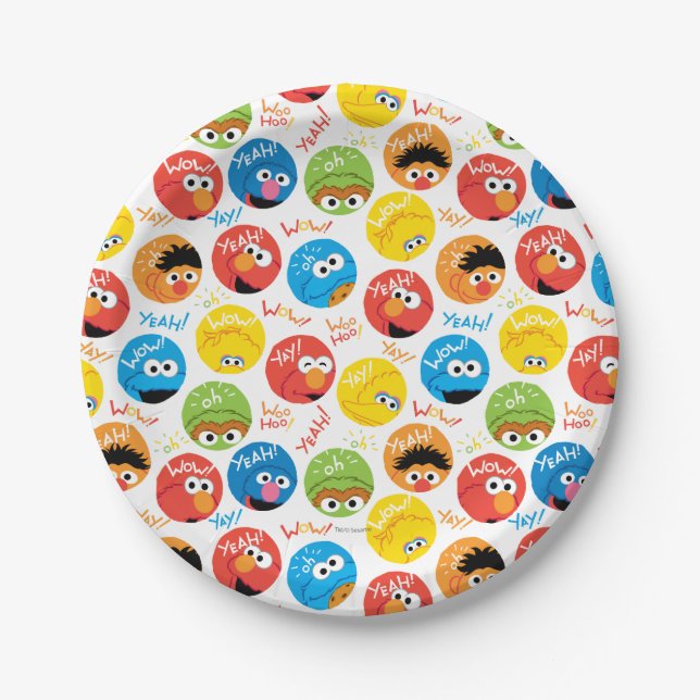 Sesame Street Circle Character Pattern Paper Plate (Front)