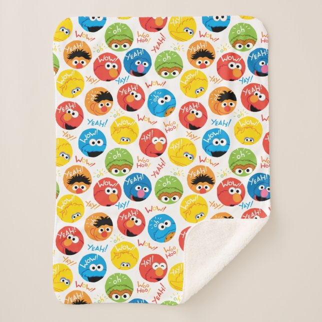 Sesame Street Circle Character Pattern Sherpa Blanket (Front)