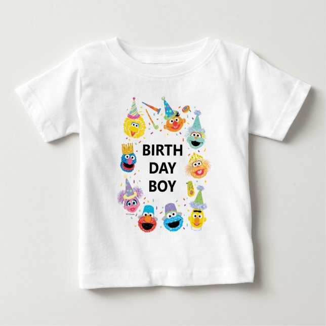 Sesame Street Confetti Birthday Boy Baby T-Shirt (Front)