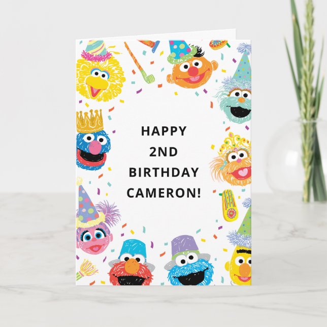 Sesame Street Confetti Happy Birthday Card (Front)