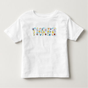 Sesame Street Confetti Pattern Third Birthday Toddler T-Shirt