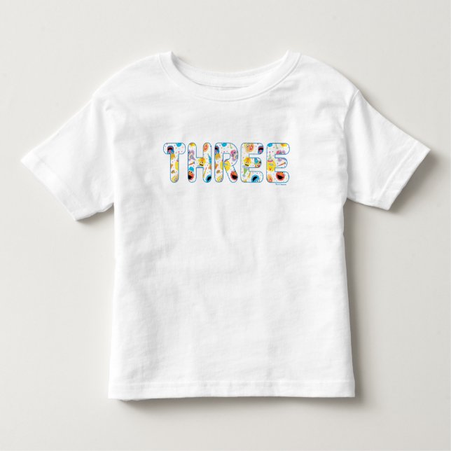 Sesame Street Confetti Pattern Third Birthday Toddler T-Shirt (Front)