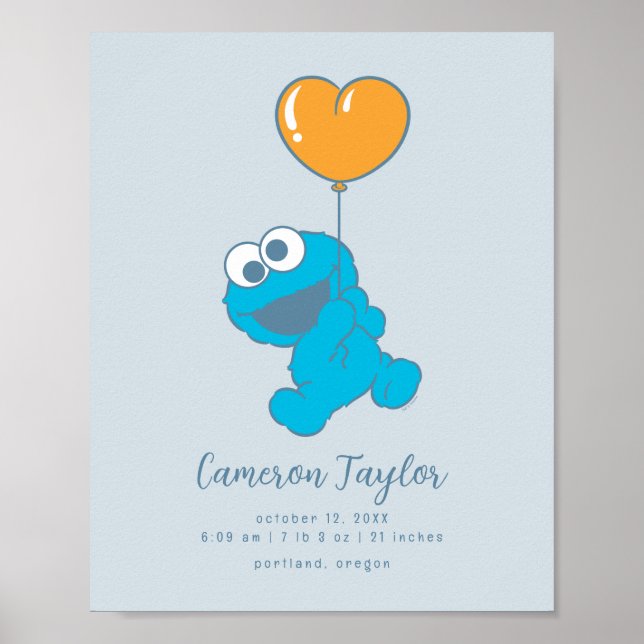 Sesame Street Cookie Monster Baby Birth Stats Poster (Front)