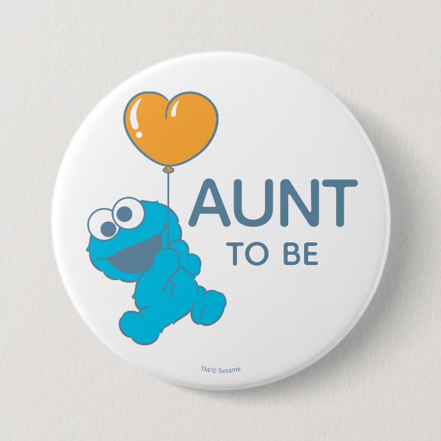 Sesame Street | Cookie Monster Baby Shower Aunt 7.5 Cm Round Badge (Front)
