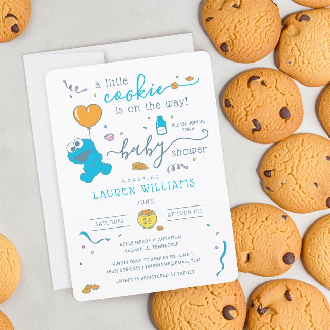 Sesame Street | Cookie Monster Baby Shower Invitation (Card with cookies)