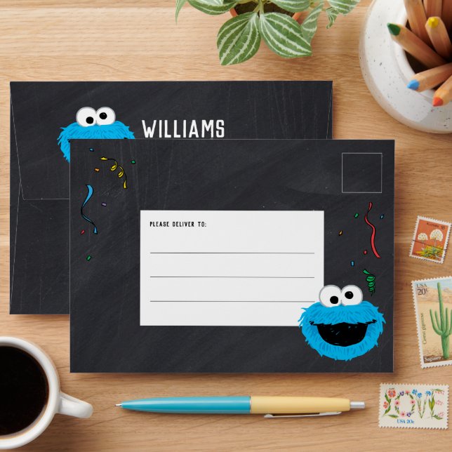 Sesame Street | Cookie Monster Birthday Chalkboard Envelope (Desk)