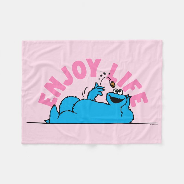 Sesame Street | Cookie Monster Enjoy Life Fleece Blanket (Front (Horizontal))