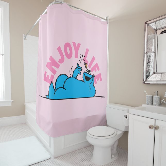 Sesame Street | Cookie Monster Enjoy Life Shower Curtain (In Situ)