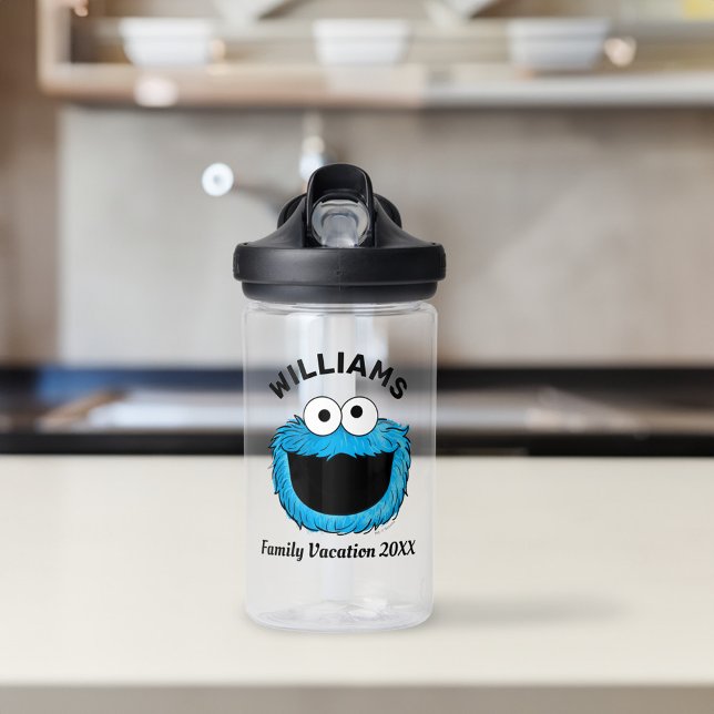 Sesame Street | Cookie Monster Family Vacation Water Bottle (Water bottle on counter)