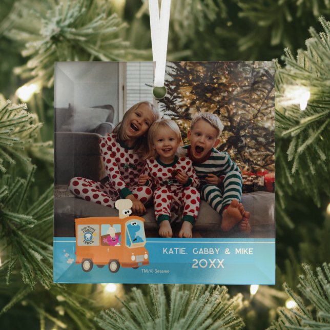 Sesame Street | Cookie Monster Food Truck Glass Tree Decoration (Insitu)