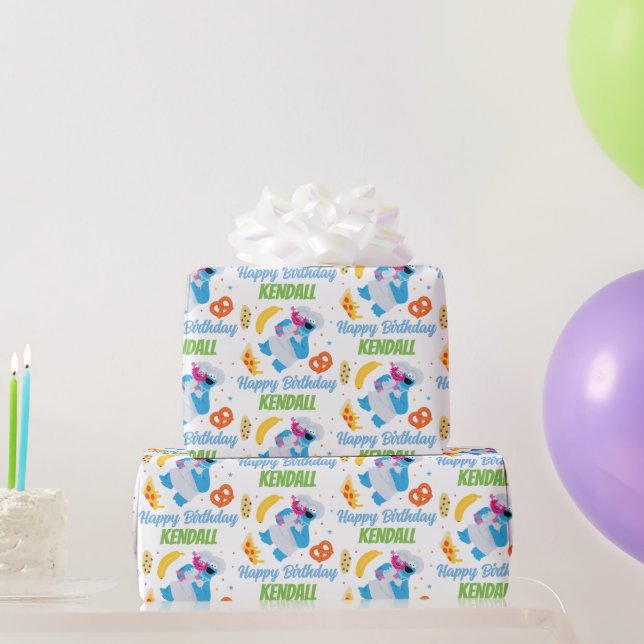 Sesame Street Cookie Monster Food Truck Wrapping Paper (Party Gifts)