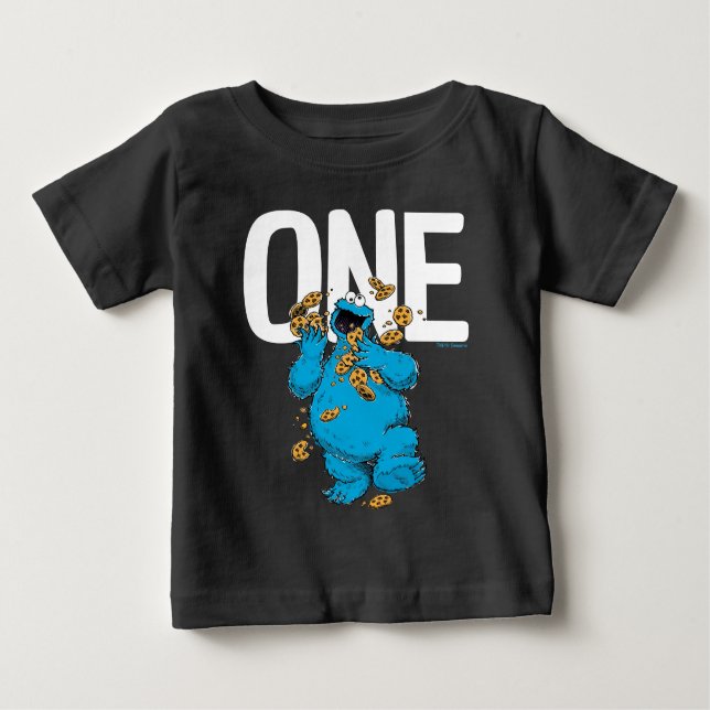 Sesame Street | Cookie Monster I'm One Birthday Baby T-Shirt (Front)