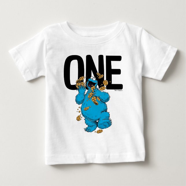 Sesame Street | Cookie Monster I'm One Birthday Baby T-Shirt (Front)