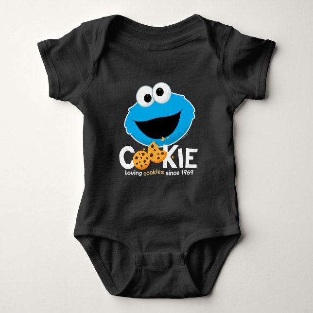 Sesame Street | Cookie Monster Loving Cookies Baby Bodysuit (Front)