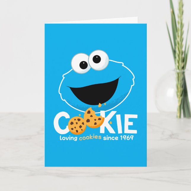 Sesame Street | Cookie Monster Loving Cookies Holiday Card (Front)