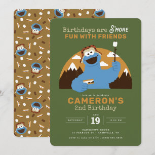 Sesame Street - Cookie Monster   S'more Birthday Invitation