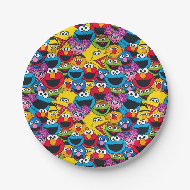 Sesame Street Crew Pattern Paper Plate (Front)