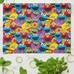 Sesame Street Crew Pattern  Tea Towel