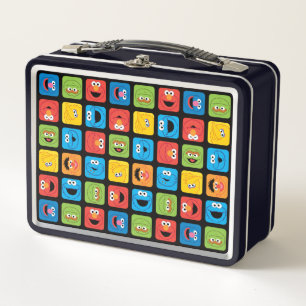 Sesame Street Cubed Faces Pattern Metal Lunch Box