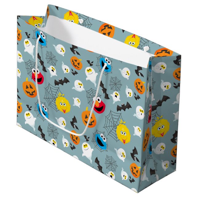 Sesame Street Cute Halloween Pattern Large Gift Bag (Front Angled)