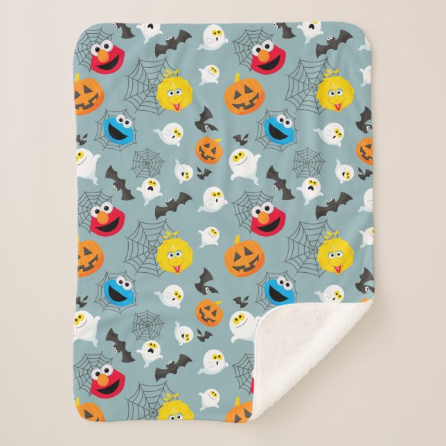 Sesame Street Cute Halloween Pattern Sherpa Blanket (Front)