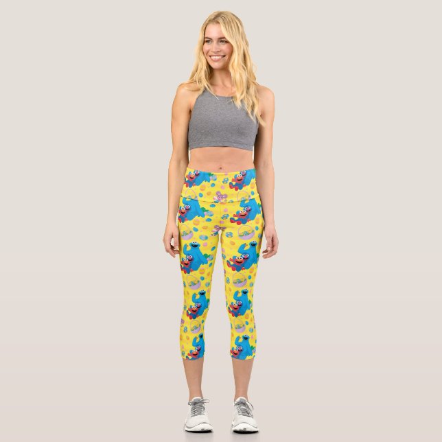 Sesame Street Easter Basket Pattern Capri Leggings (Front)