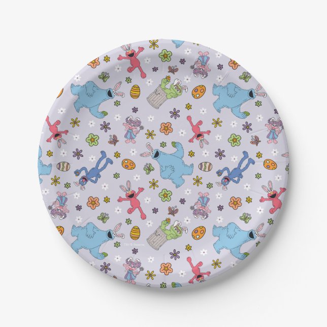 Sesame Street Easter Bunny Pattern Paper Plate (Front)