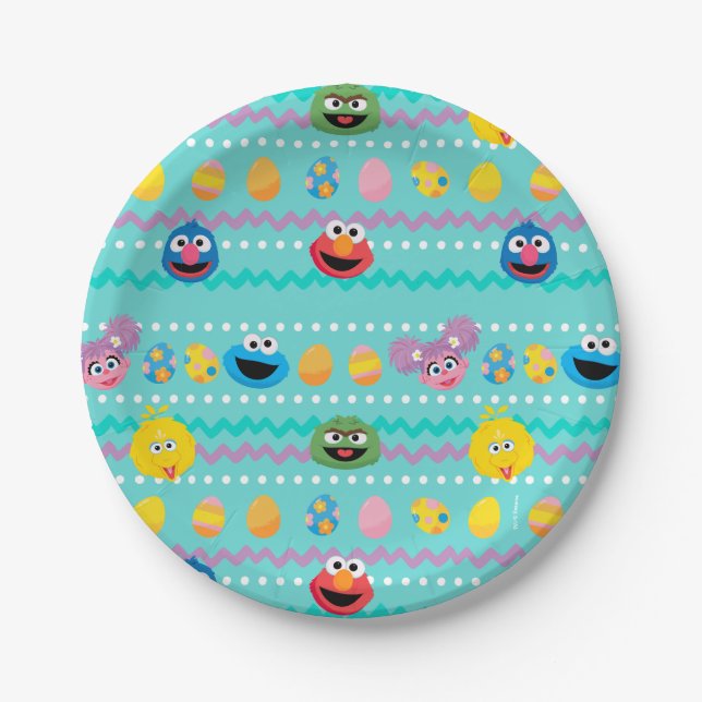Sesame Street Easter Egg Pattern Paper Plate (Front)