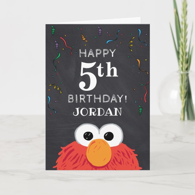 Sesame Street | Elmo 5th Birthday Chalkboard Card (Front)