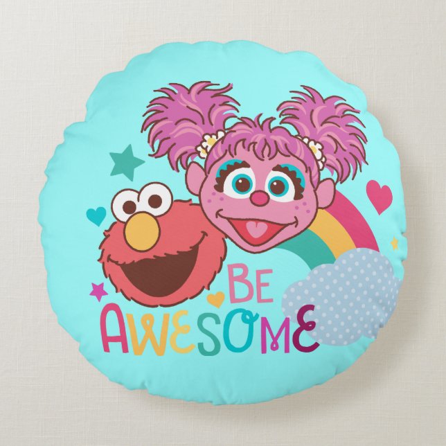 Sesame Street | Elmo & Abby - Be Awesome Round Cushion (Front)