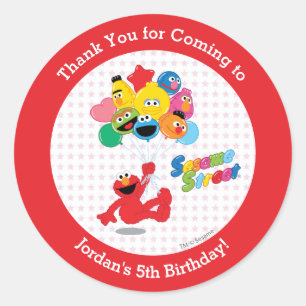 Sesame Street   Elmo and Pals - Birthday Balloons Classic Round Sticker