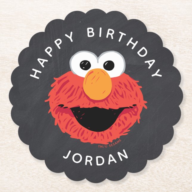 Sesame Street | Elmo Birthday Chalkboard Paper Coaster (Front)