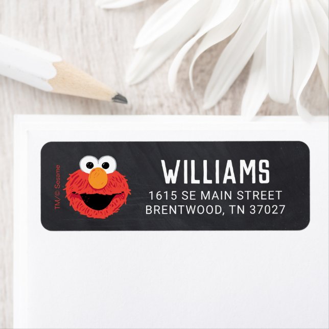 Sesame Street | Elmo Birthday Chalkboard Return Address Label (Insitu)