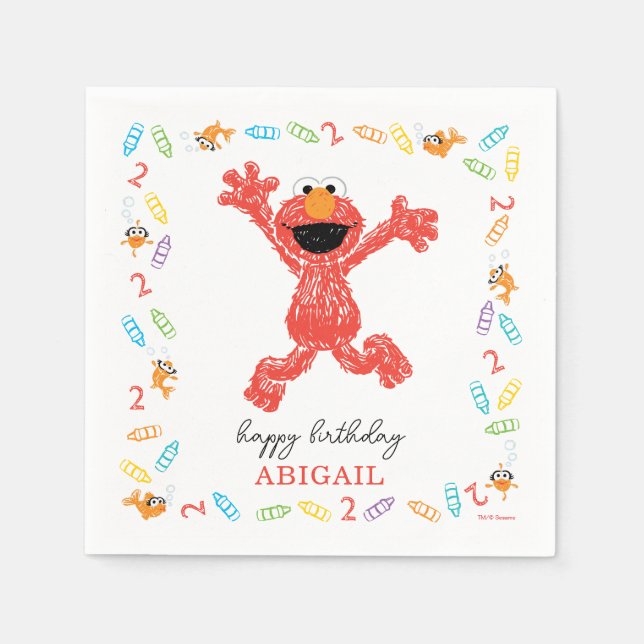 Sesame Street Elmo | Birthday Crayon Napkin (Front)