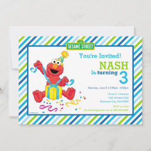 Sesame Street Elmo - Boys Birthday Striped Invit Invitation