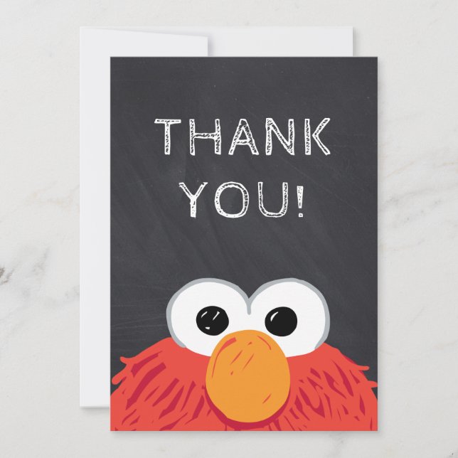 Sesame Street Elmo Chalkboard Birthday Thank You Card (Front)