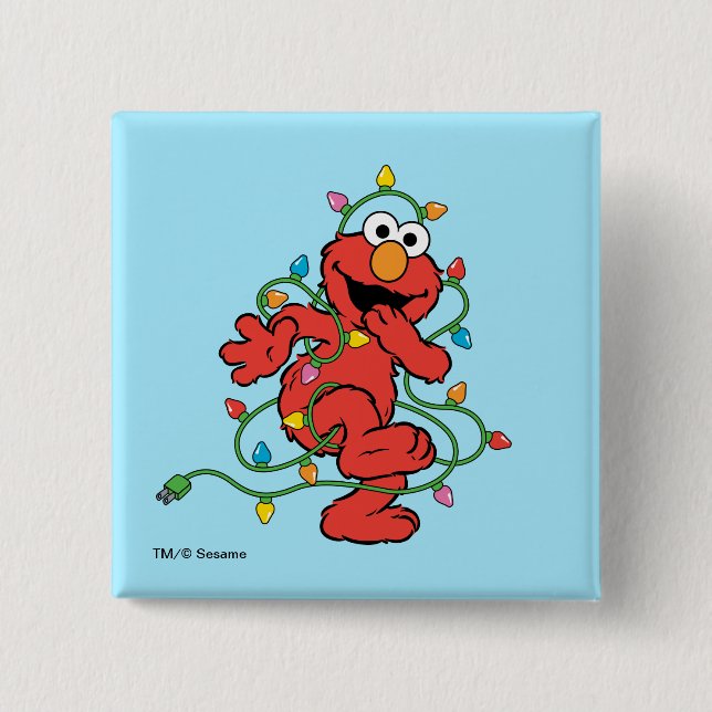Sesame Street | Elmo Christmas Lights 15 Cm Square Badge (Front)
