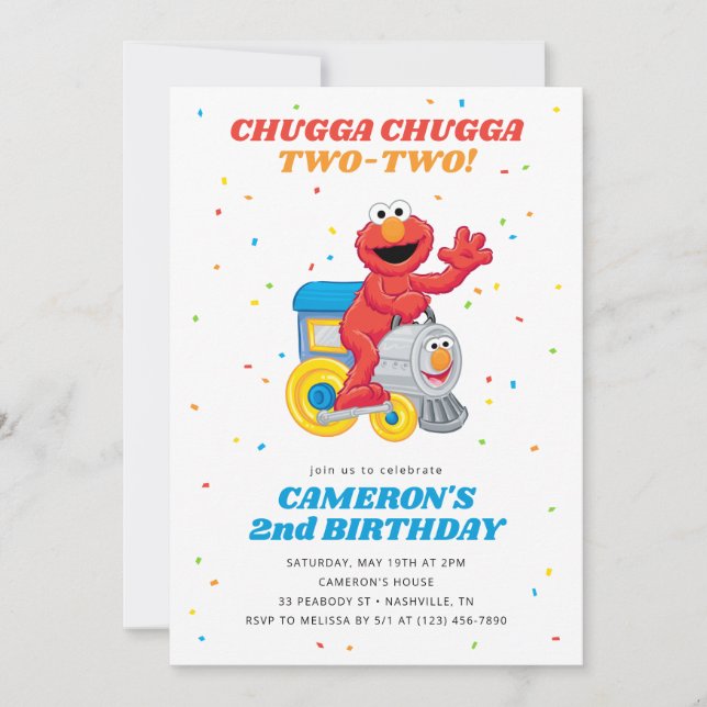 Sesame Street Elmo Chugga Chugga Two Two Birthday Invitation (Front)