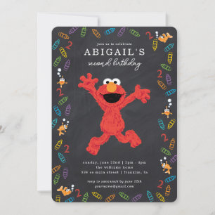 Sesame Street Elmo   Crayon Birthday Invitation