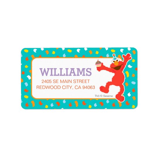 Sesame Street | Elmo - Cupcake & Confetti Birthday Address Label