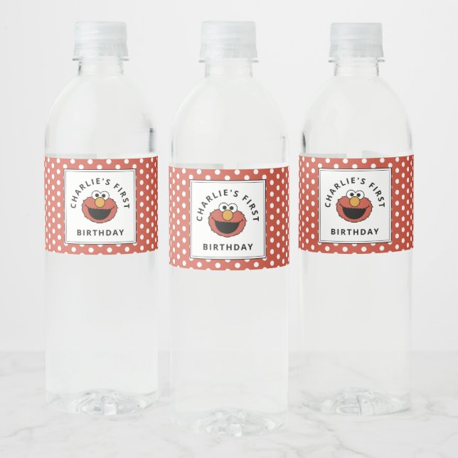 Sesame Street | Elmo - First Birthday Water Bottle Water Bottle Label (Bottles)