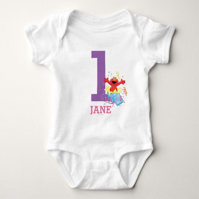 Sesame Street | Elmo Girl's 1st Birthday Baby Bodysuit (Front)