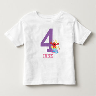 Sesame Street Elmo Girl's 4th Birthday Toddler T-Shirt