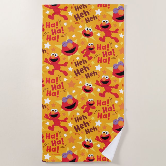 Sesame Street | Elmo Ha! Ha! Ha! Pattern Beach Towel (Front)