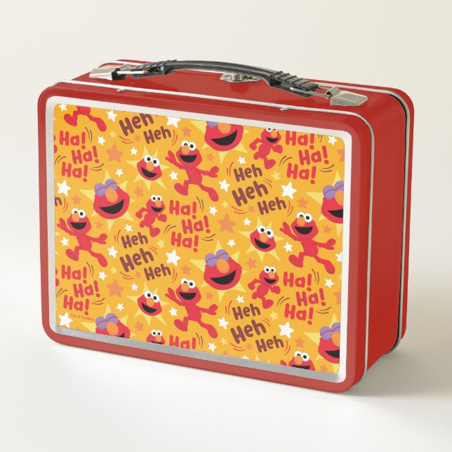 Sesame Street | Elmo Ha! Ha! Ha! Pattern Metal Lunch Box (Back)
